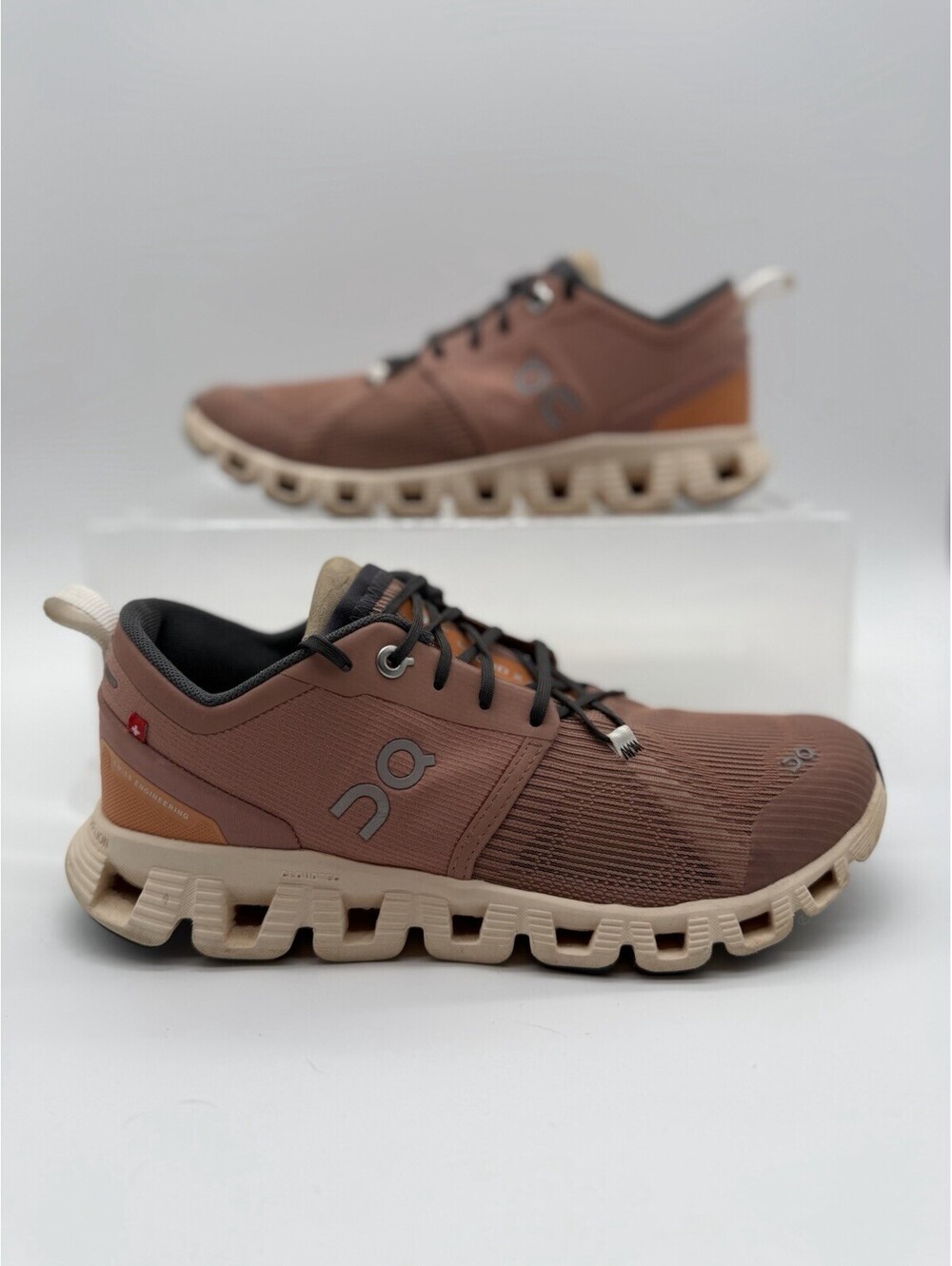 On Cloud x 3 Shift Womens Sz 6.5 Cork ,Fawn,Pink & Orange Training Running Shoes